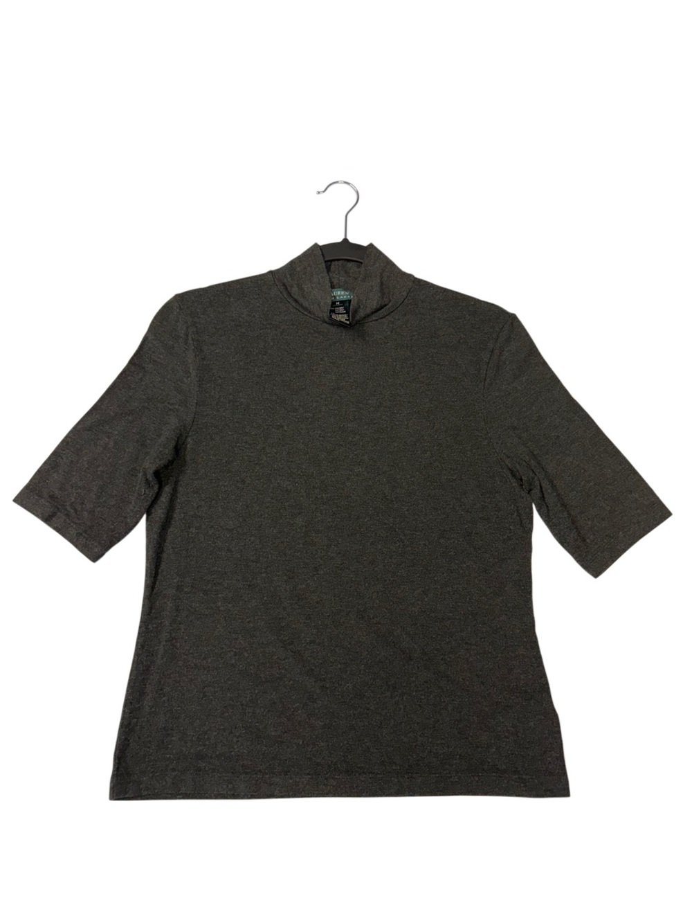 Lauren Ralph Lauren Women's Mock Neck Short Sleeve Top Size M Classic Old Money